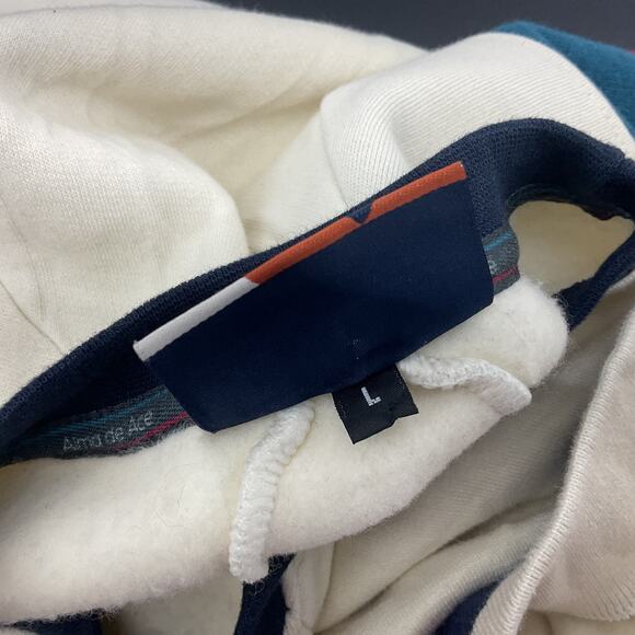 Alma de Ace Cream/Navy Color Block Sweatshirt Men’s Large Cotton Blend Preowned - Picture 4 of 5